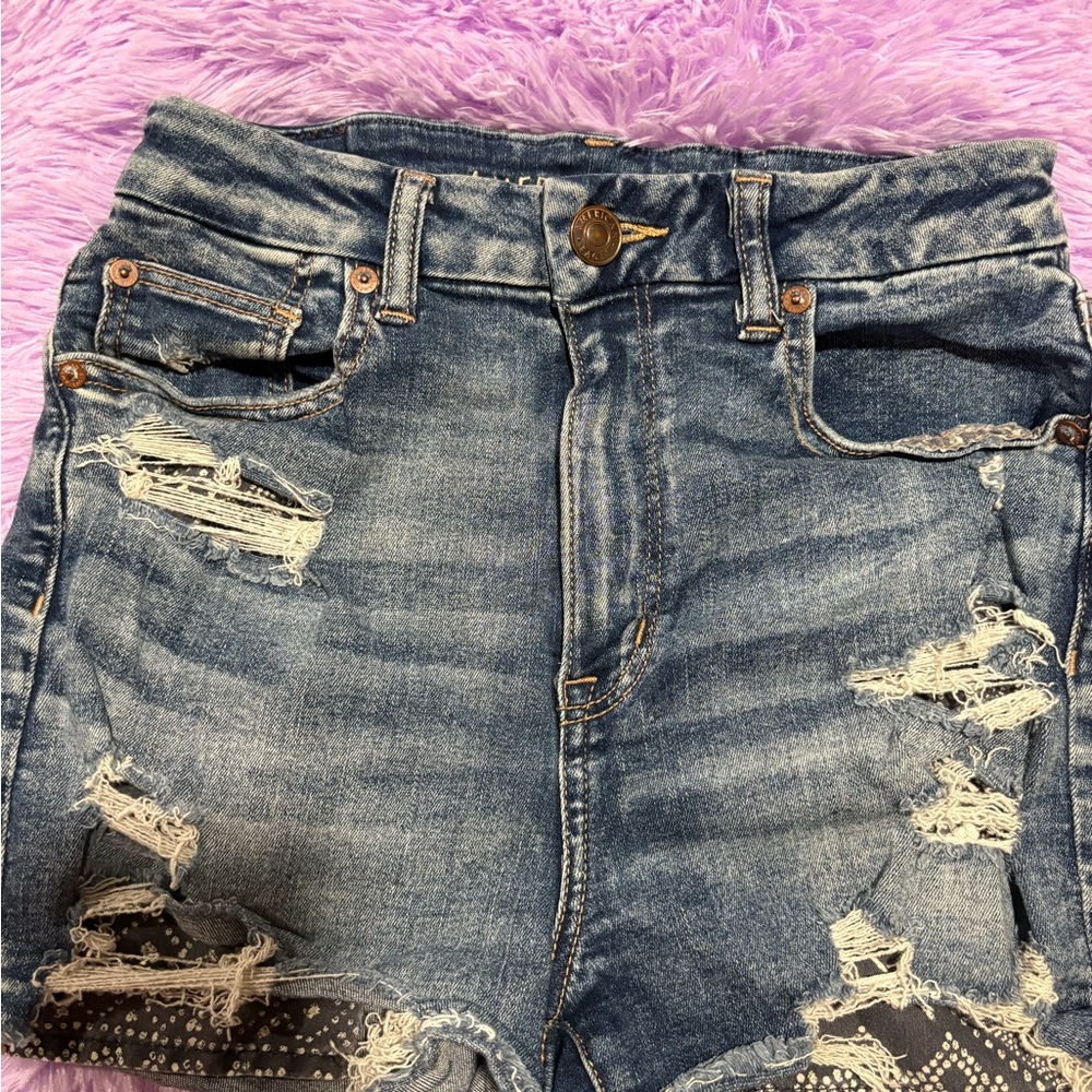 American Eagle Outfitters Distressed Light Blue Denim Shorts